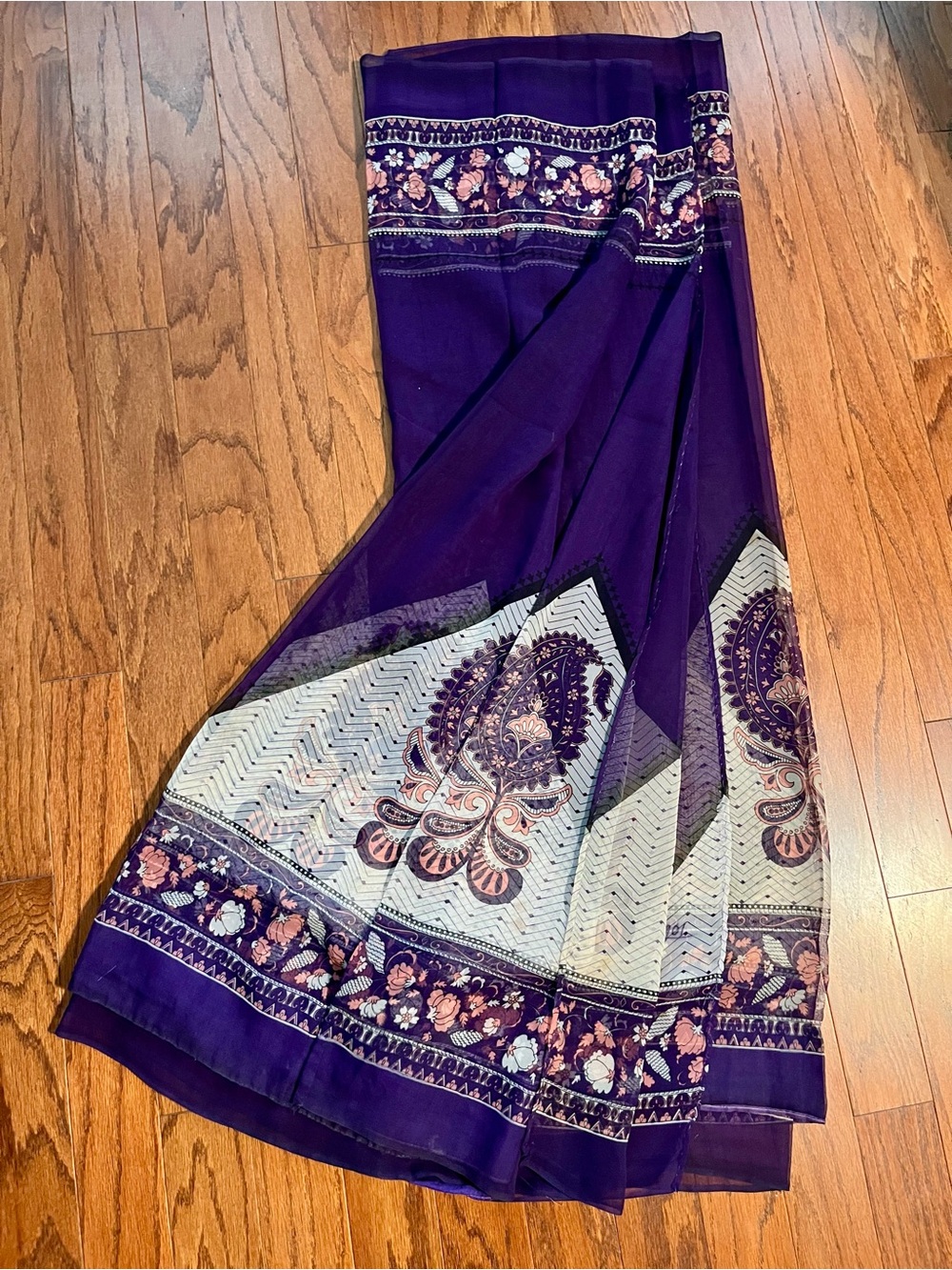 Elegant Purple Floral Printed Saree